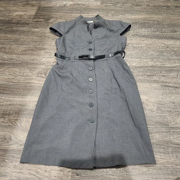 Calvin Klein | Dresses | Calvin Klein Charcoal Buttondown Midi Dress Size |  Poshmark